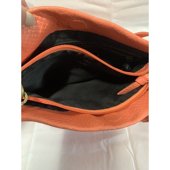 THE SAK Coral Pink Leather Snake Print Messenger Shoulder Bag Magnetic Closure - Picture 12 of 12